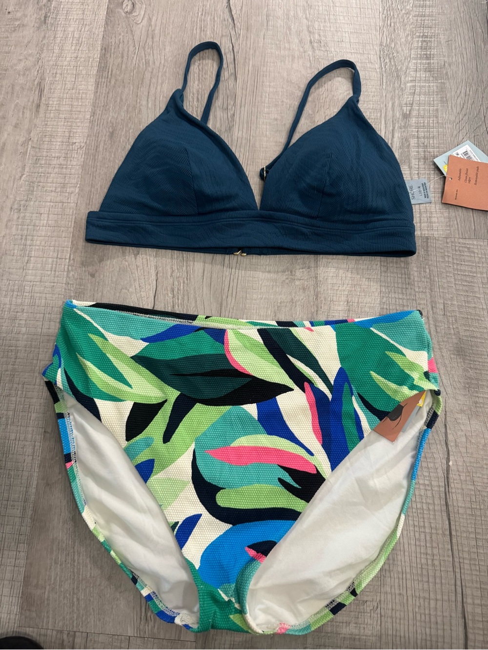 Shade & Shore Multicolor Tropical Swim Set in Navy, Teal, Pink and Lime